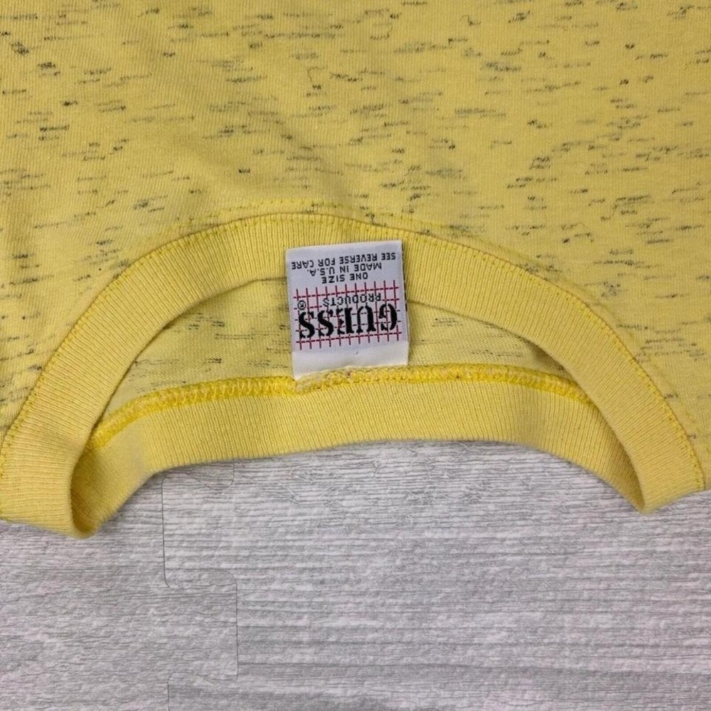 Vintage 80s Guess Shirt Adult XL Heather Yellow Arc Logo Paper Thin - Picture 2 of 4
